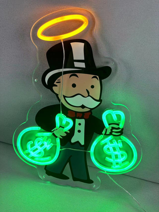 Monopoly Money Bag Neon Signs UV Printed Neon Decor