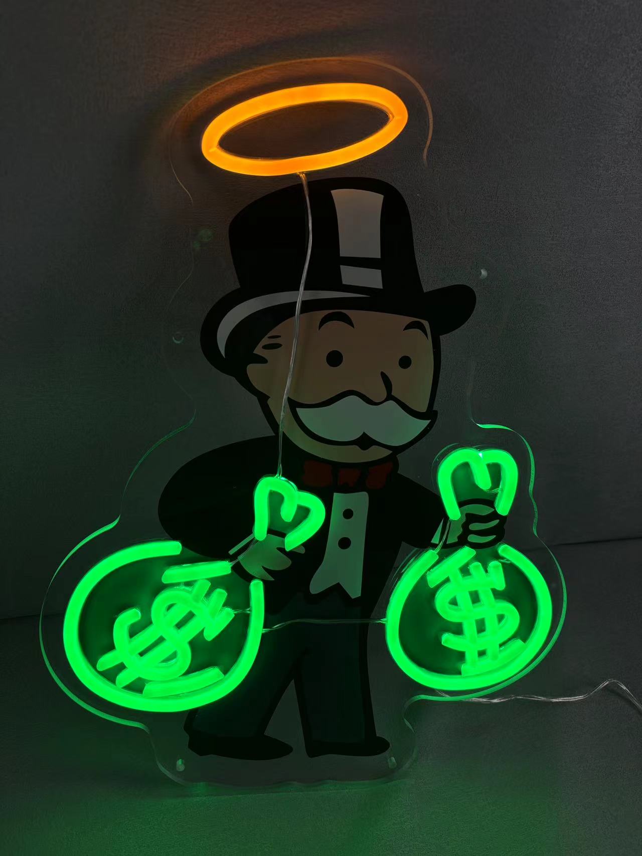 Monopoly Money Bag Neon Signs UV Printed Neon Decor