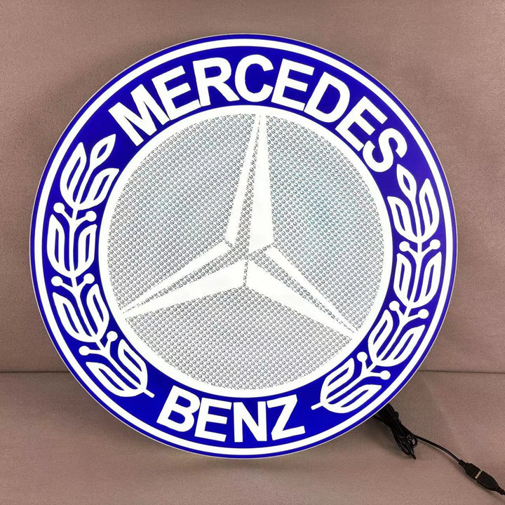 Mercedes Benz LED Light Box, Stylish USB Power Delivery, Home Decoration, Man Cave Logo