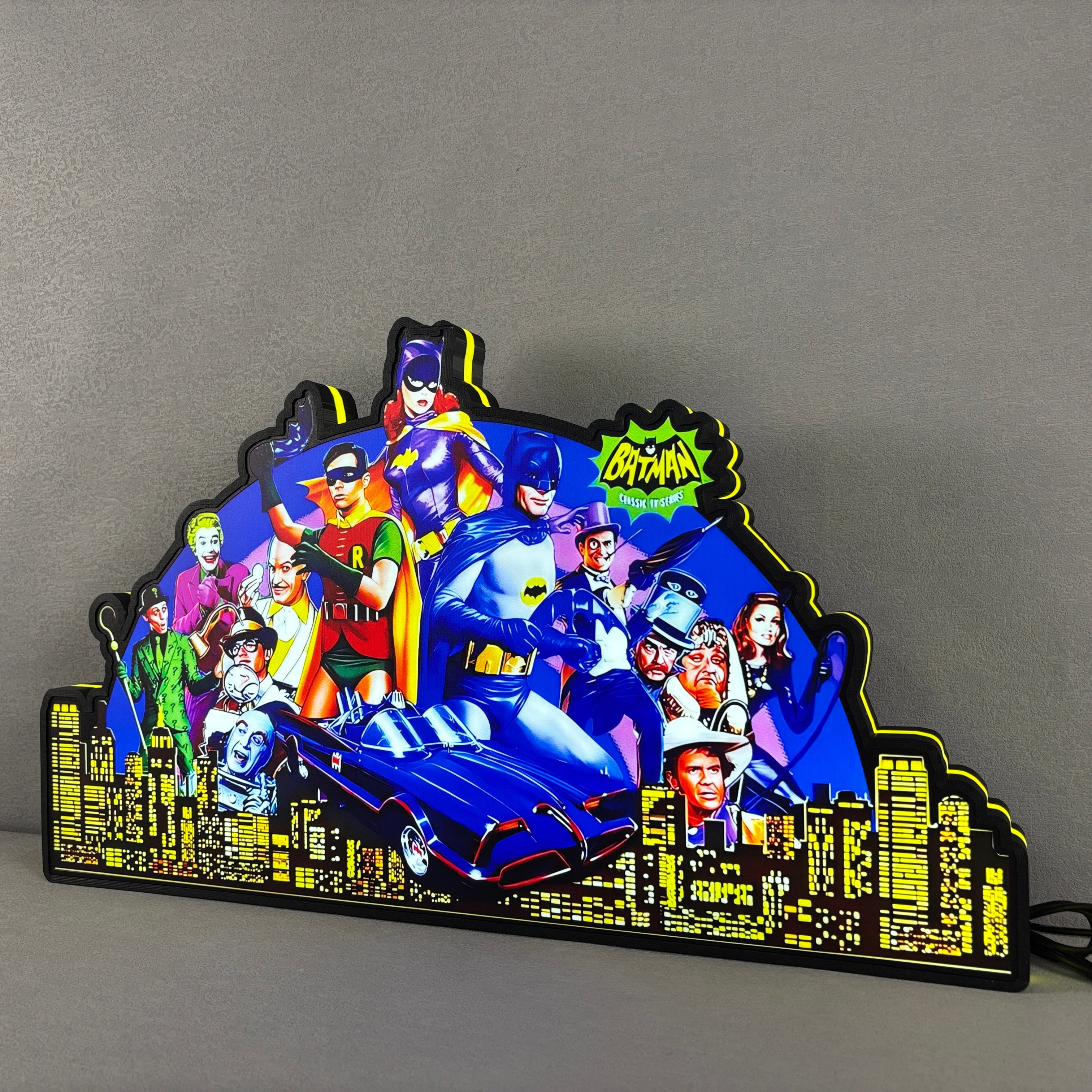 Super Hero Pinball Topper, Batman 66 Pinball Topper 3D Printed Lightbox,  Arcade Pinball Machine Accessory for Pinball Arcade Machine Fans, USB Dimmeable