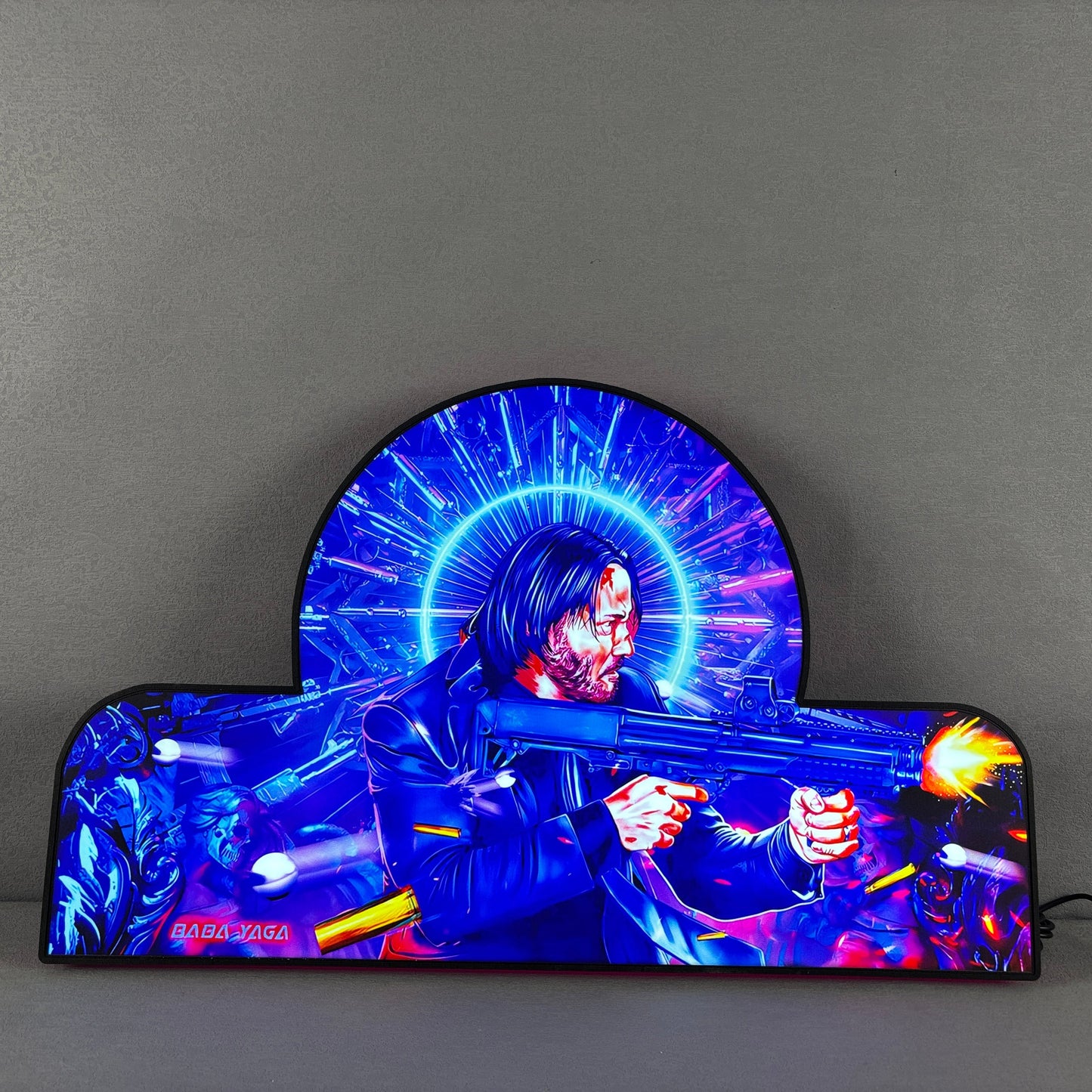 John Wick Pinball Topper, Video Game Machine LED Lightbox , Pinball Arcade Decor, Perfect for Game Room or Pinball Machine