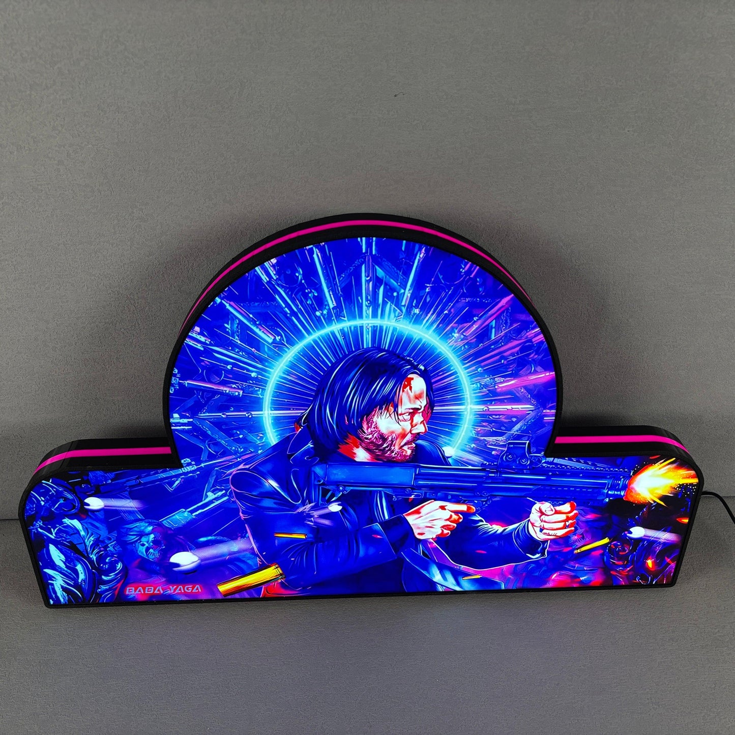 John Wick Pinball Topper, Video Game Machine LED Lightbox , Pinball Arcade Decor, Perfect for Game Room or Pinball Machine