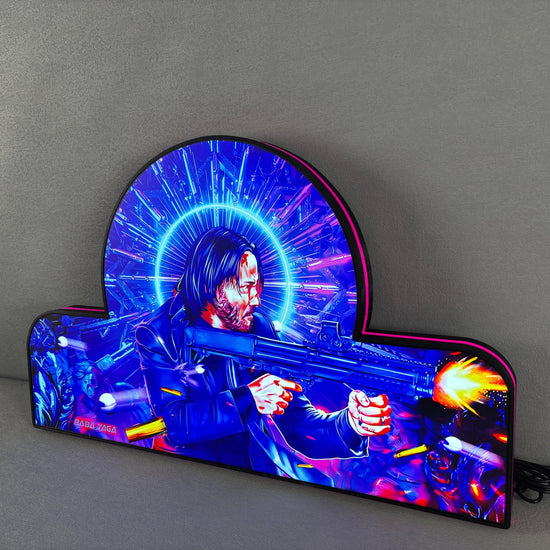 John Wick Pinball Topper, Video Game Machine LED Lightbox , Pinball Arcade Decor, Perfect for Game Room or Pinball Machine