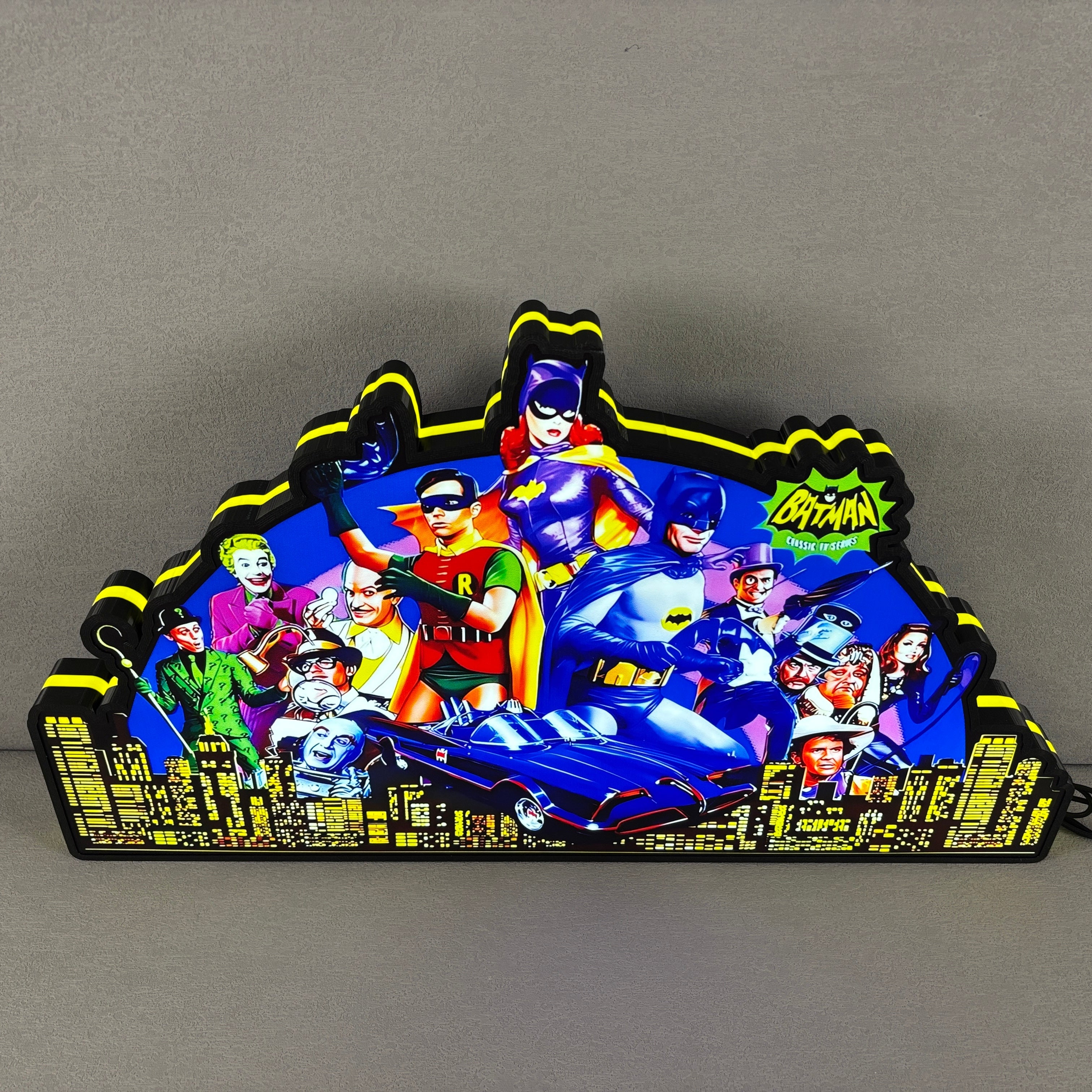 Super Hero Pinball Topper, Batman 66 Pinball Topper 3D Printed Lightbox,  Arcade Pinball Machine Accessory for Pinball Arcade Machine Fans, USB Dimmeable