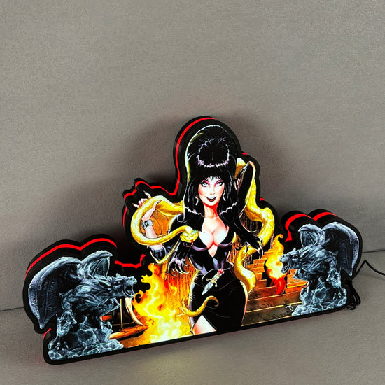 Elvira's House of Horrors Pinball Topper 3D Printed LED Light Box, Pinball Arcade Decor, Ghost Halloween Decor