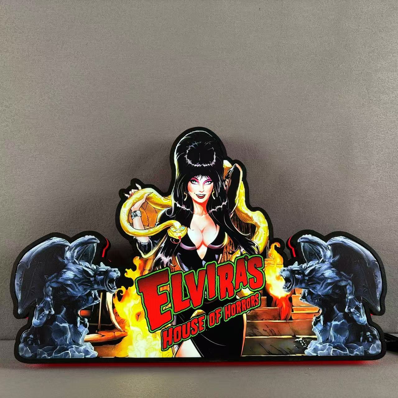 Elvira's House of Horrors Pinball Topper 3D Printed LED Light Box, Pinball Arcade Decor, Ghost Halloween Decor