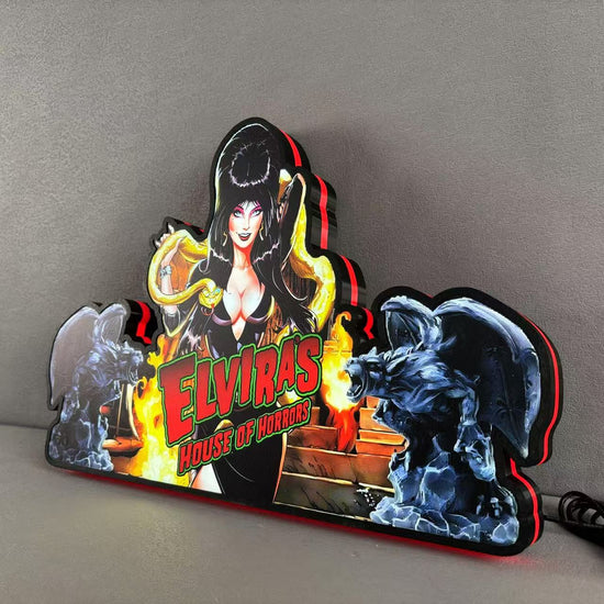 Elvira's House of Horrors Pinball Topper 3D Printed LED Light Box, Pinball Arcade Decor, Ghost Halloween Decor