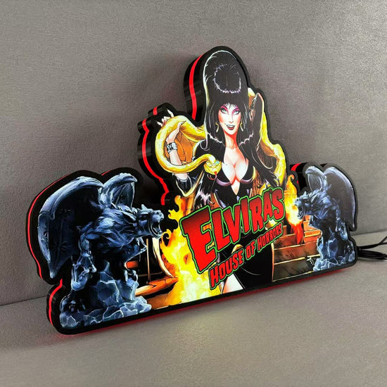 Elvira's House of Horrors Pinball Topper 3D Printed LED Light Box, Pinball Arcade Decor, Ghost Halloween Decor