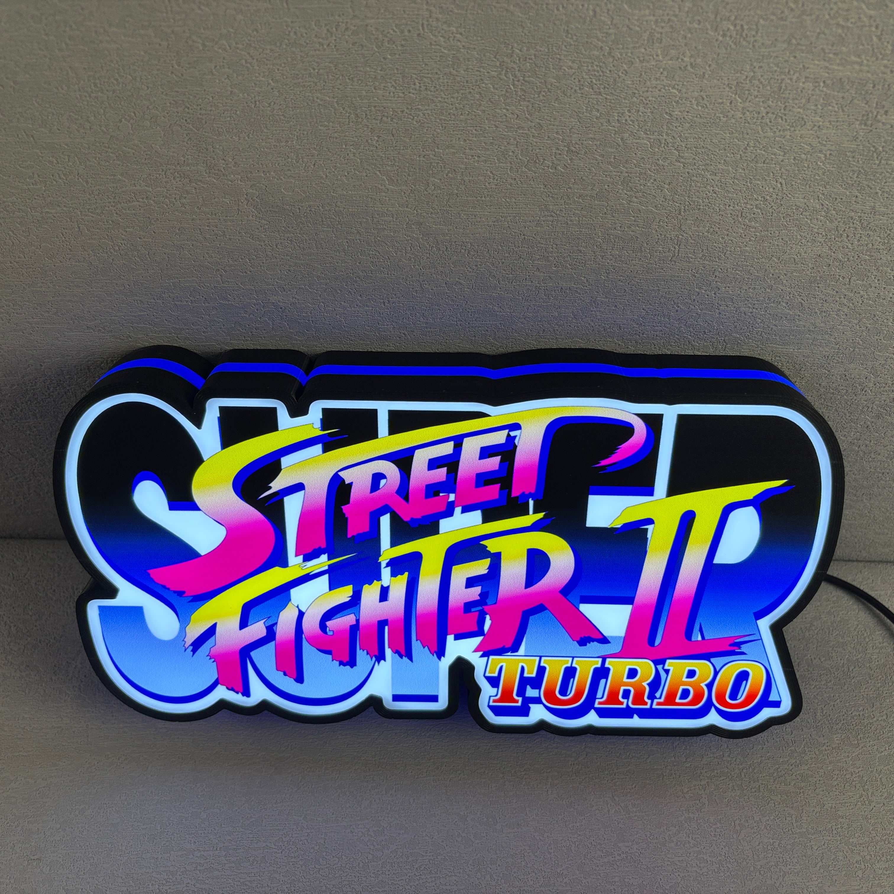 Street Fighter II Turbo 3D Printed LED Lightbox for Gaming Room Decor