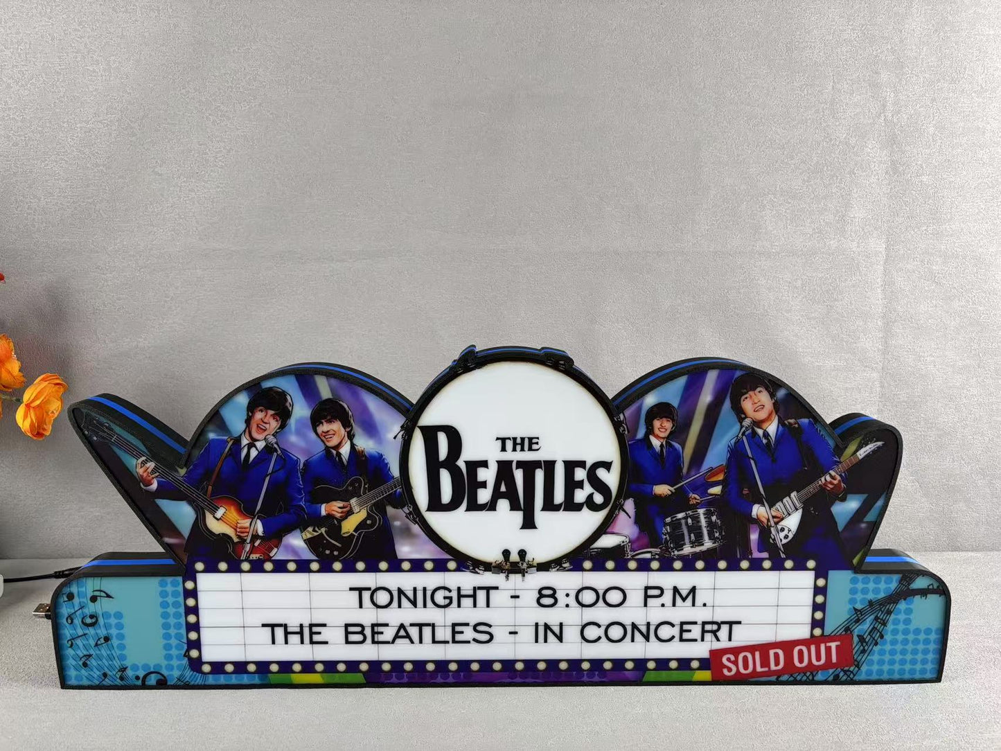 The Beatles Pinball Topper 3D Printed LED Led Lightbox, Arcade Game Led Lightbox, Perfect for Game Room or Pinball Machine