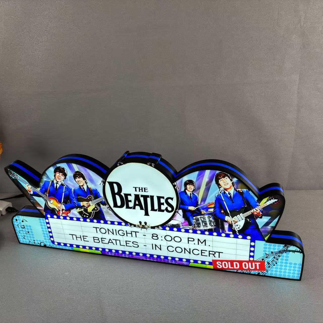 The Beatles Pinball Topper 3D Printed LED Led Lightbox, Arcade Game Led Lightbox, Perfect for Game Room or Pinball Machine