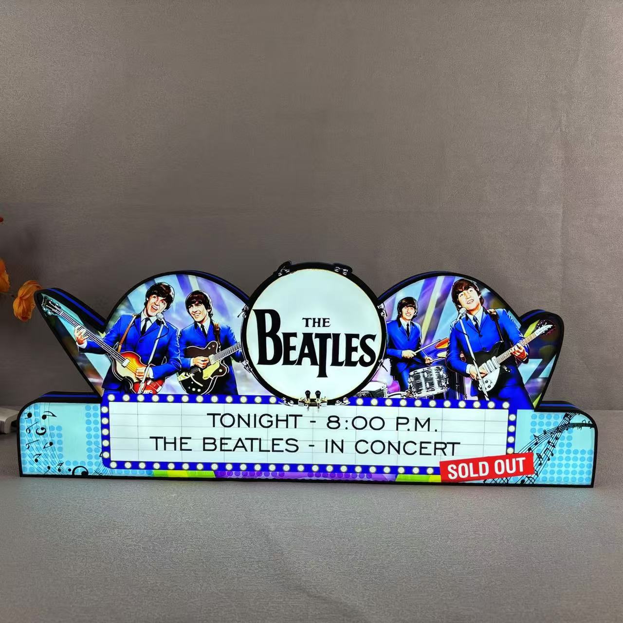 The Beatles Pinball Topper 3D Printed LED Led Lightbox, Arcade Game Led Lightbox, Perfect for Game Room or Pinball Machine