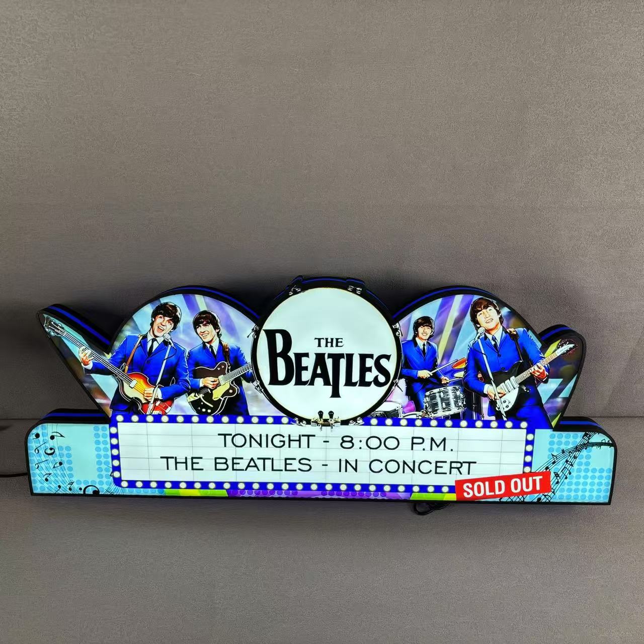 The Beatles Pinball Topper 3D Printed LED Led Lightbox, Arcade Game Led Lightbox, Perfect for Game Room or Pinball Machine