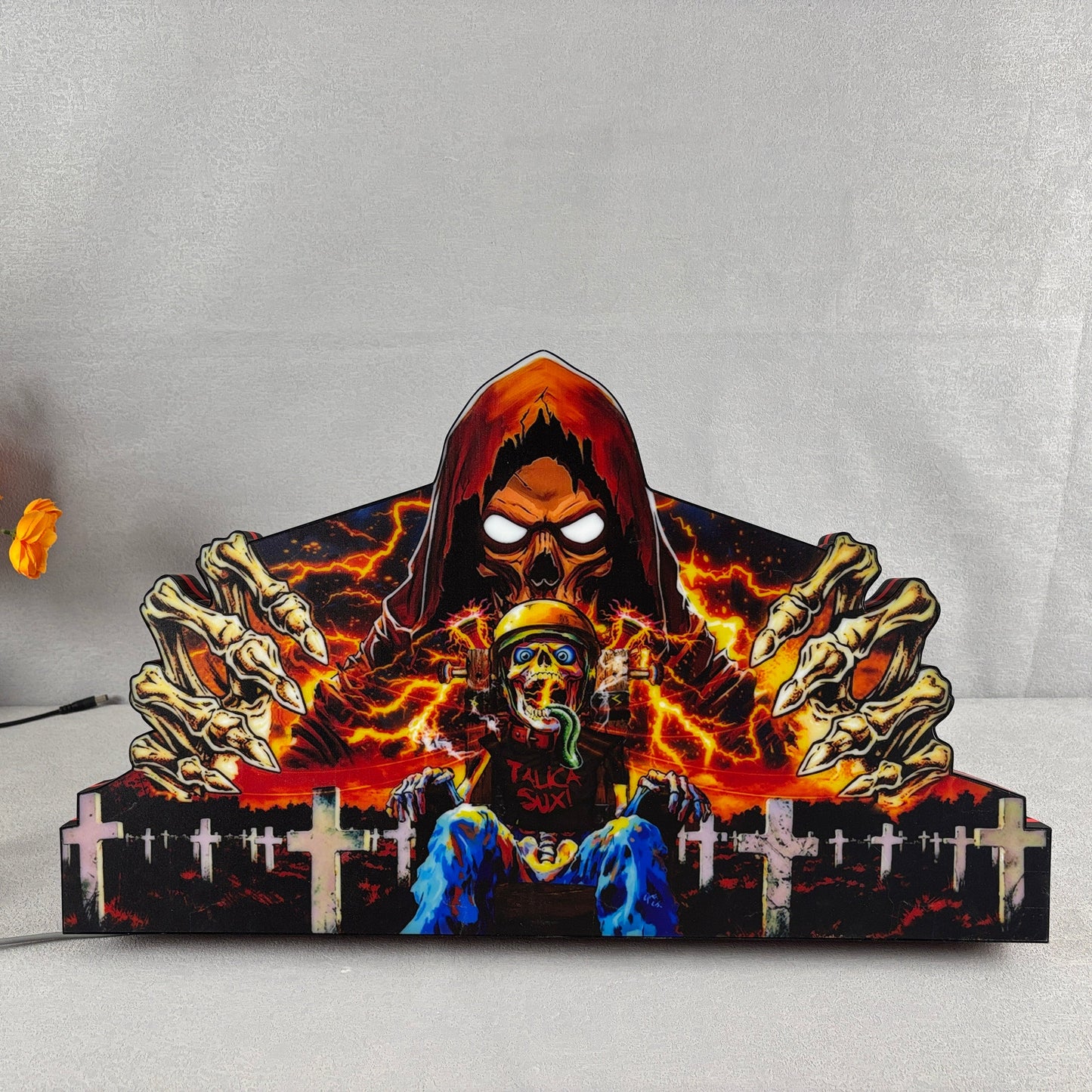 Metallica Remastered Sparky Pinball Topper 3D Printed Lightbox USB plug Dimmer, Pinball Arcade Decor, Perfect for Game Room or Pinball Machine