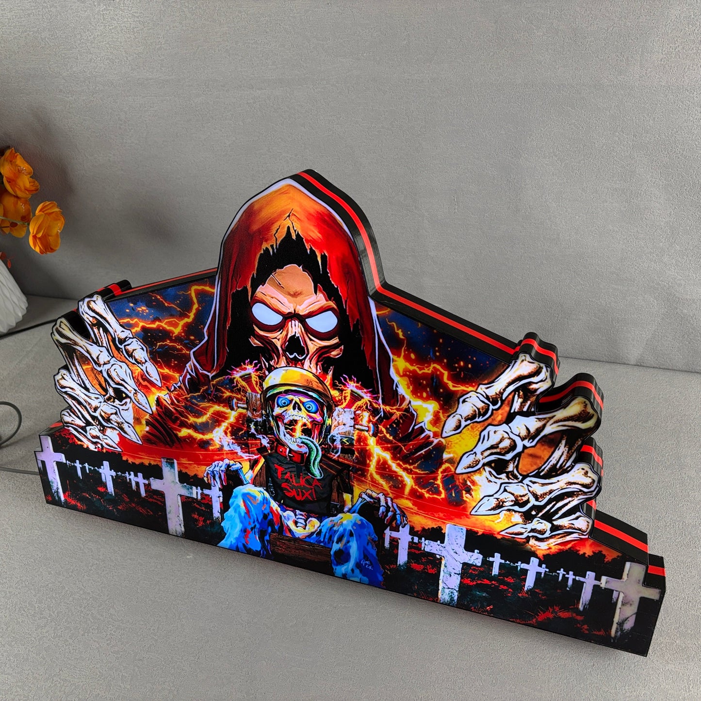 Metallica Remastered Sparky Pinball Topper 3D Printed Lightbox USB plug Dimmer, Pinball Arcade Decor, Perfect for Game Room or Pinball Machine