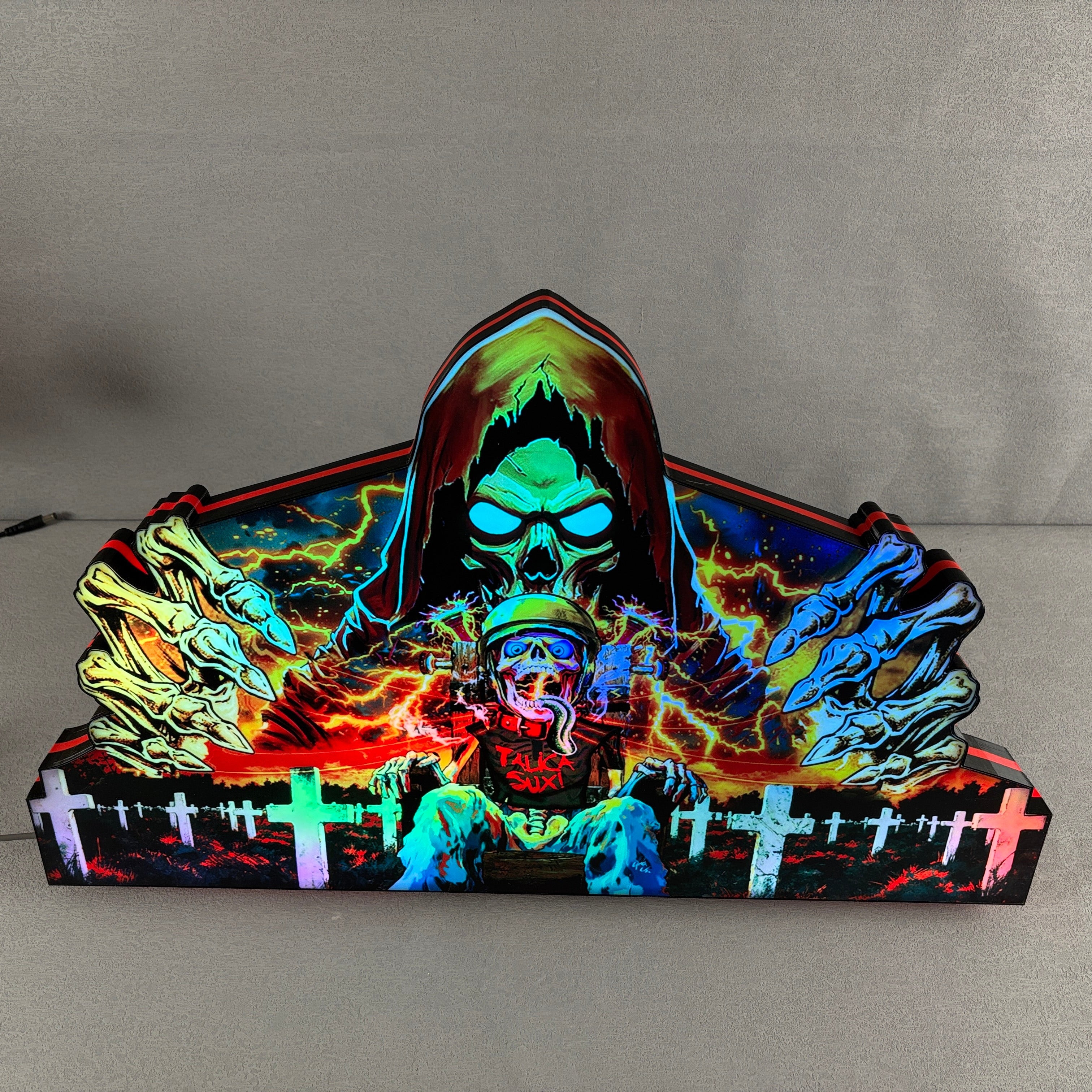 Metallica Remastered Sparky Pinball Topper 3D Printed Lightbox USB plug Dimmer, Pinball Arcade Decor, Perfect for Game Room or Pinball Machine