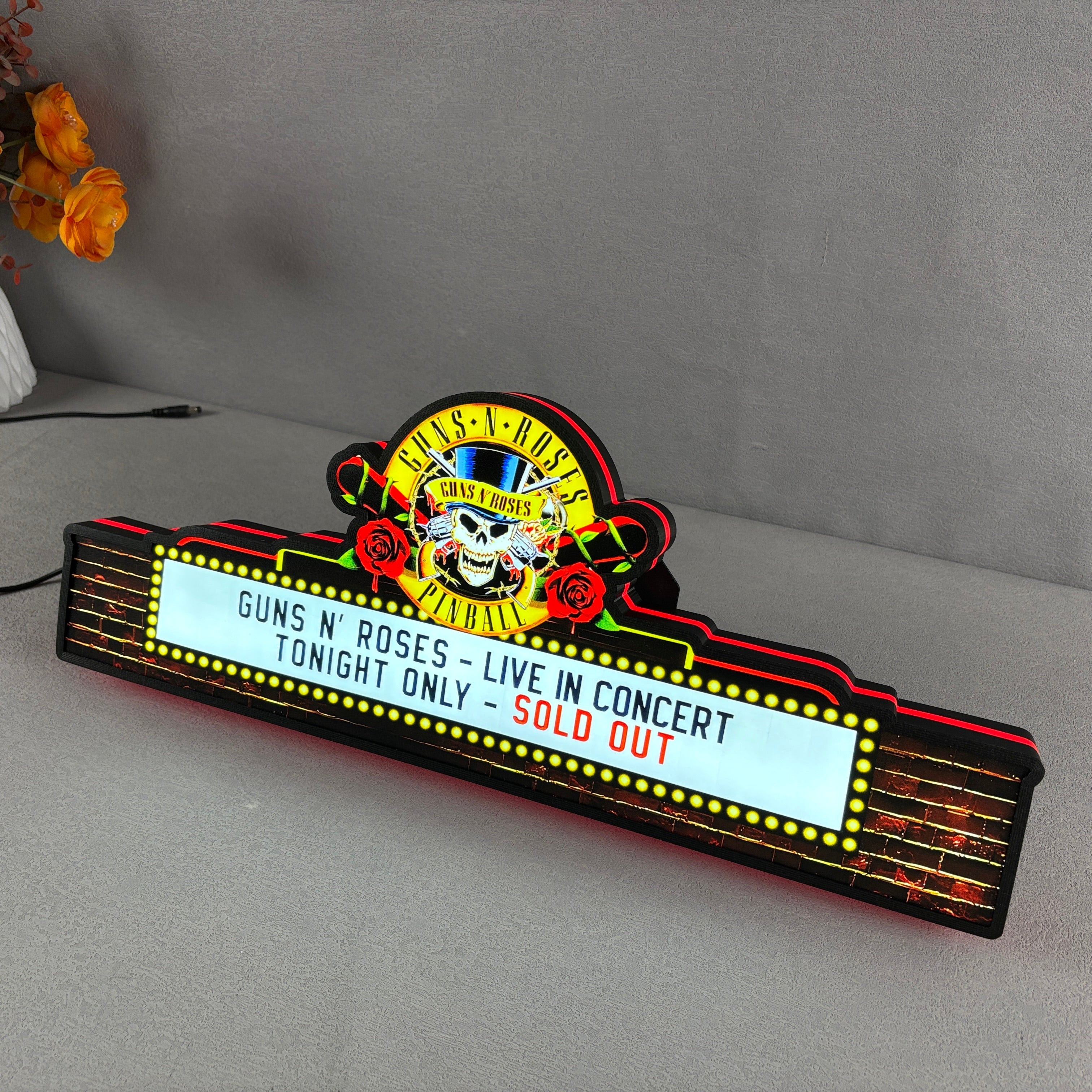 Guns Roses Pinball Topper LED Lightbox Lightbox Rock Your Game