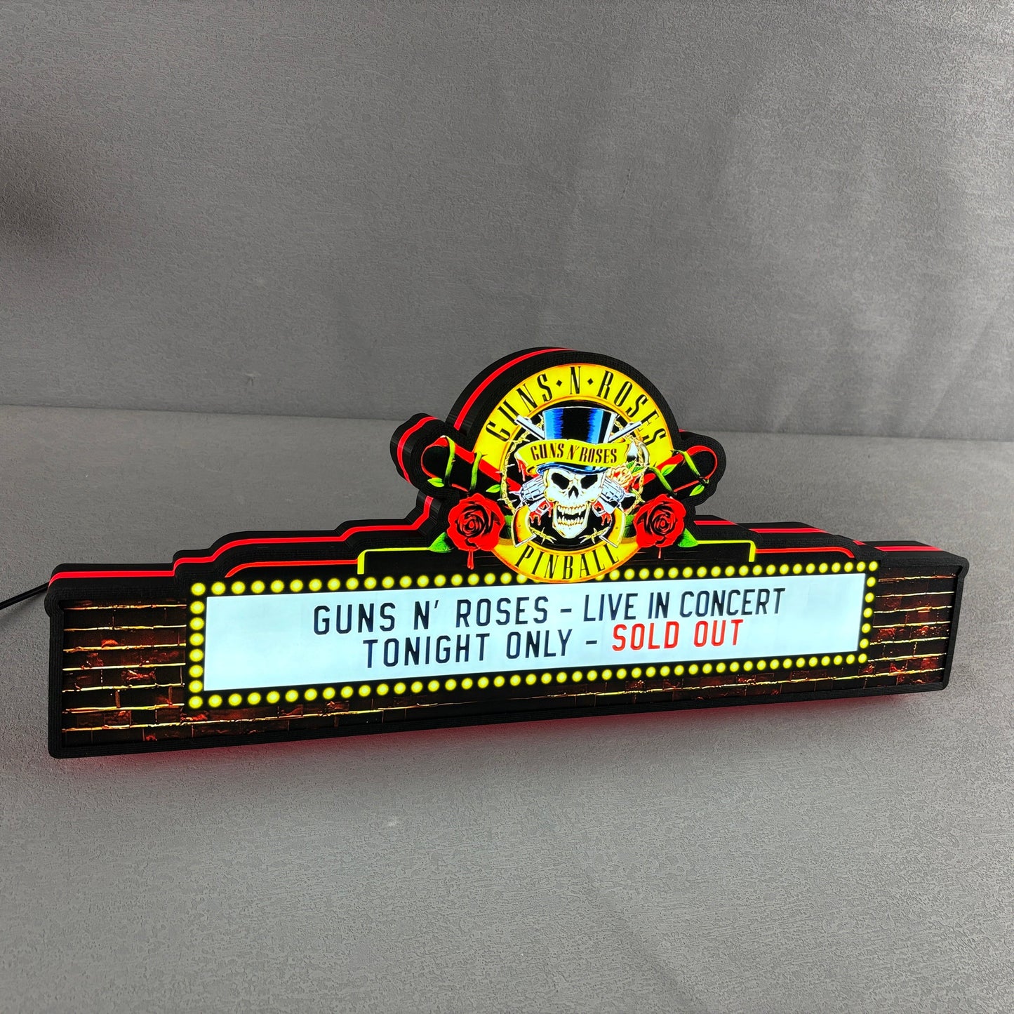 Guns Roses Pinball Topper LED Lightbox Lightbox Rock Your Game