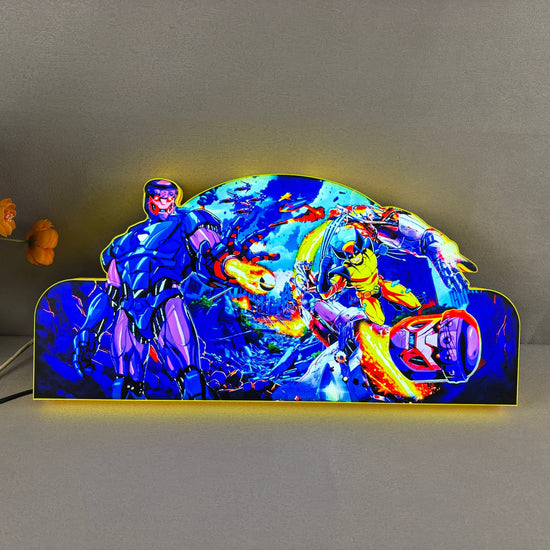 X-Men Pinball Topper 3D Pinted Lightbox, Wolverine vs. Sentinel LED Lightbox, For X-Men Pinball Arcade Game Fans, Game Rooom Decor