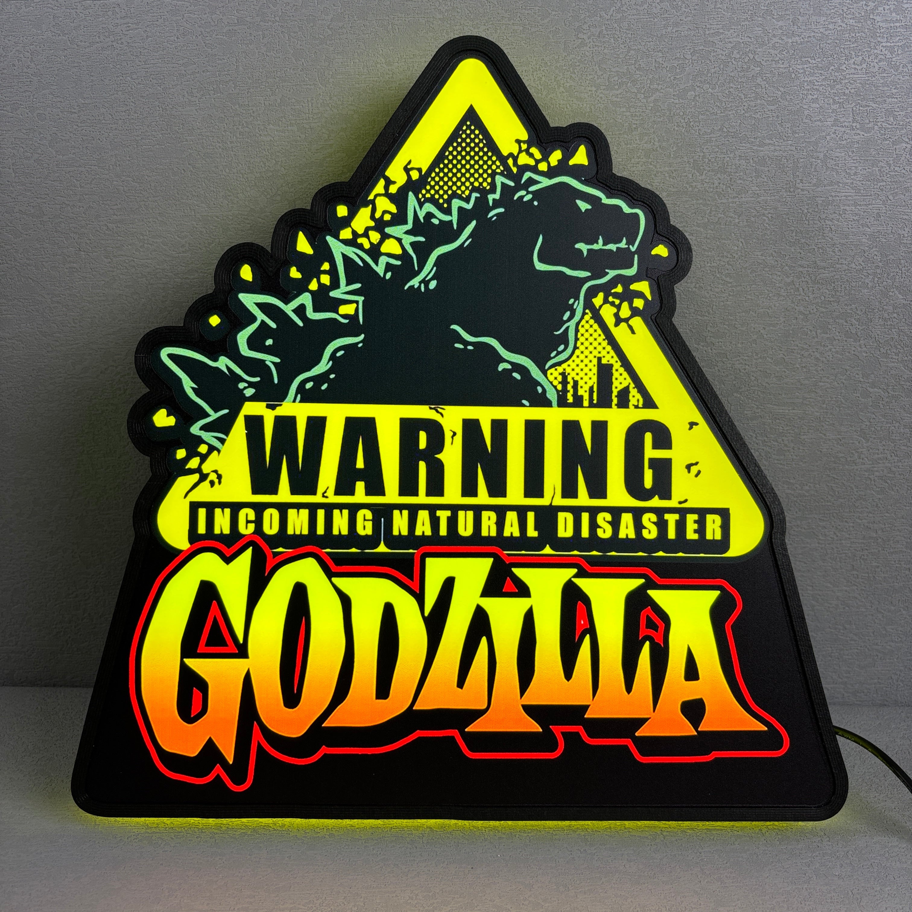 Godzilla Warning Pinball Topper LED Light Box Arcade Game Lightbox