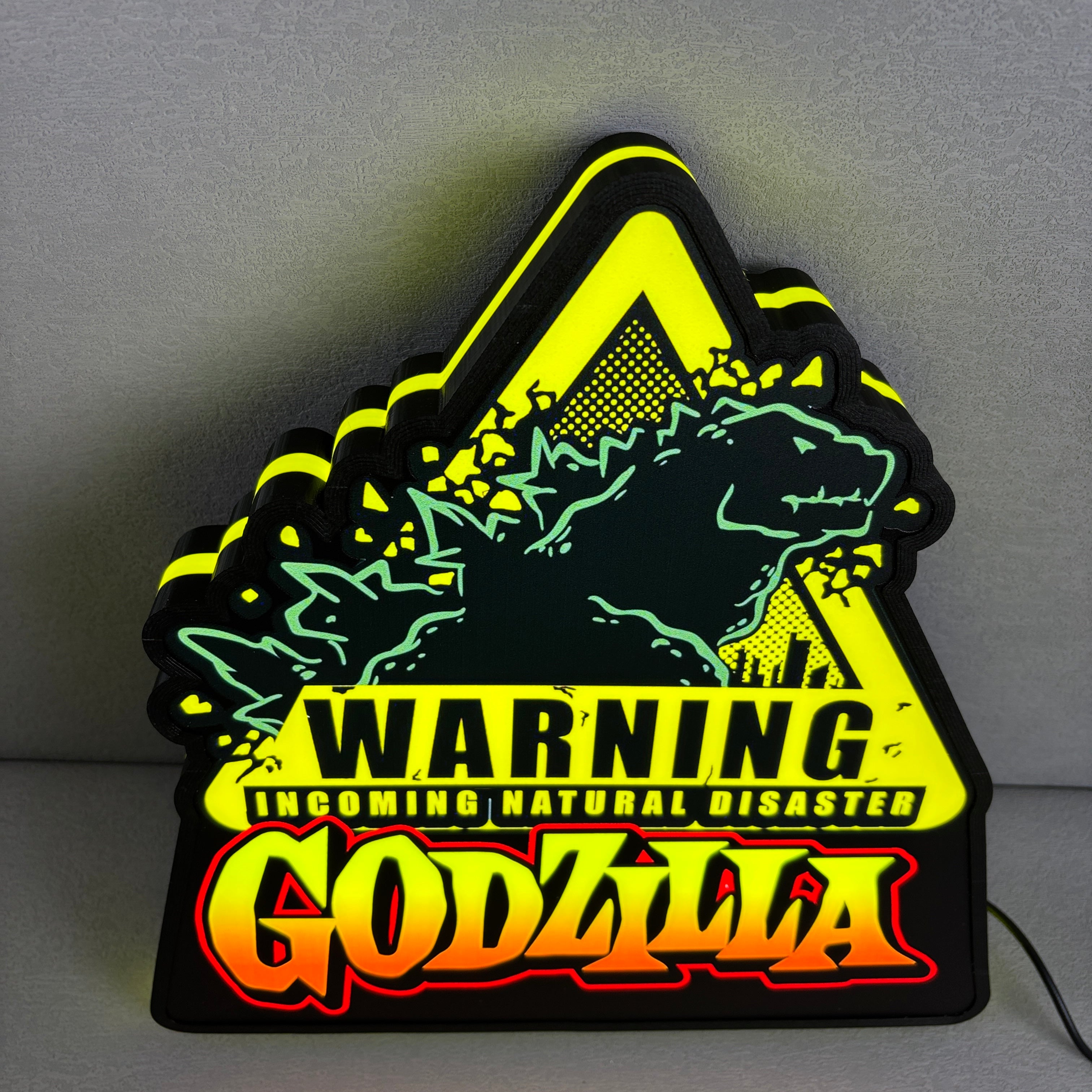 Godzilla Warning Pinball Topper LED Light Box Arcade Game Lightbox