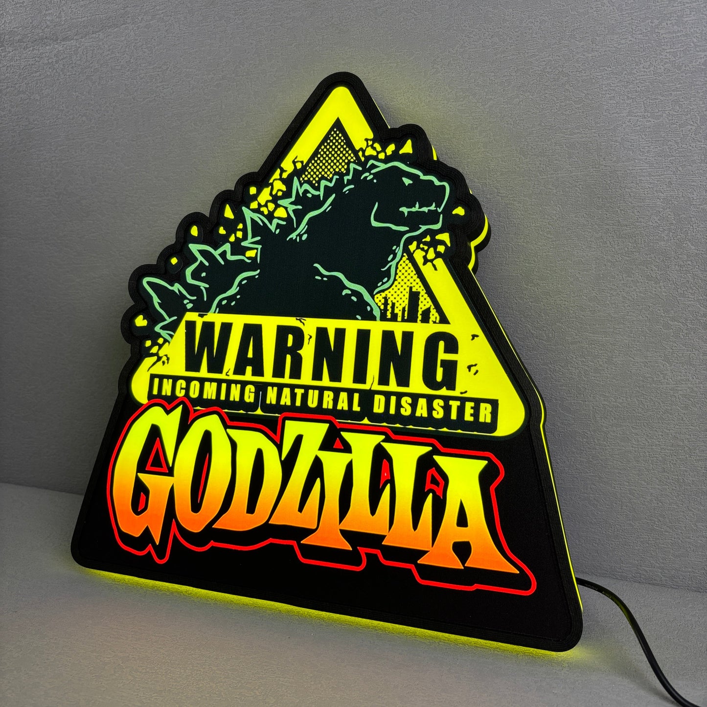 Godzilla Warning Pinball Topper LED Light Box Arcade Game Lightbox