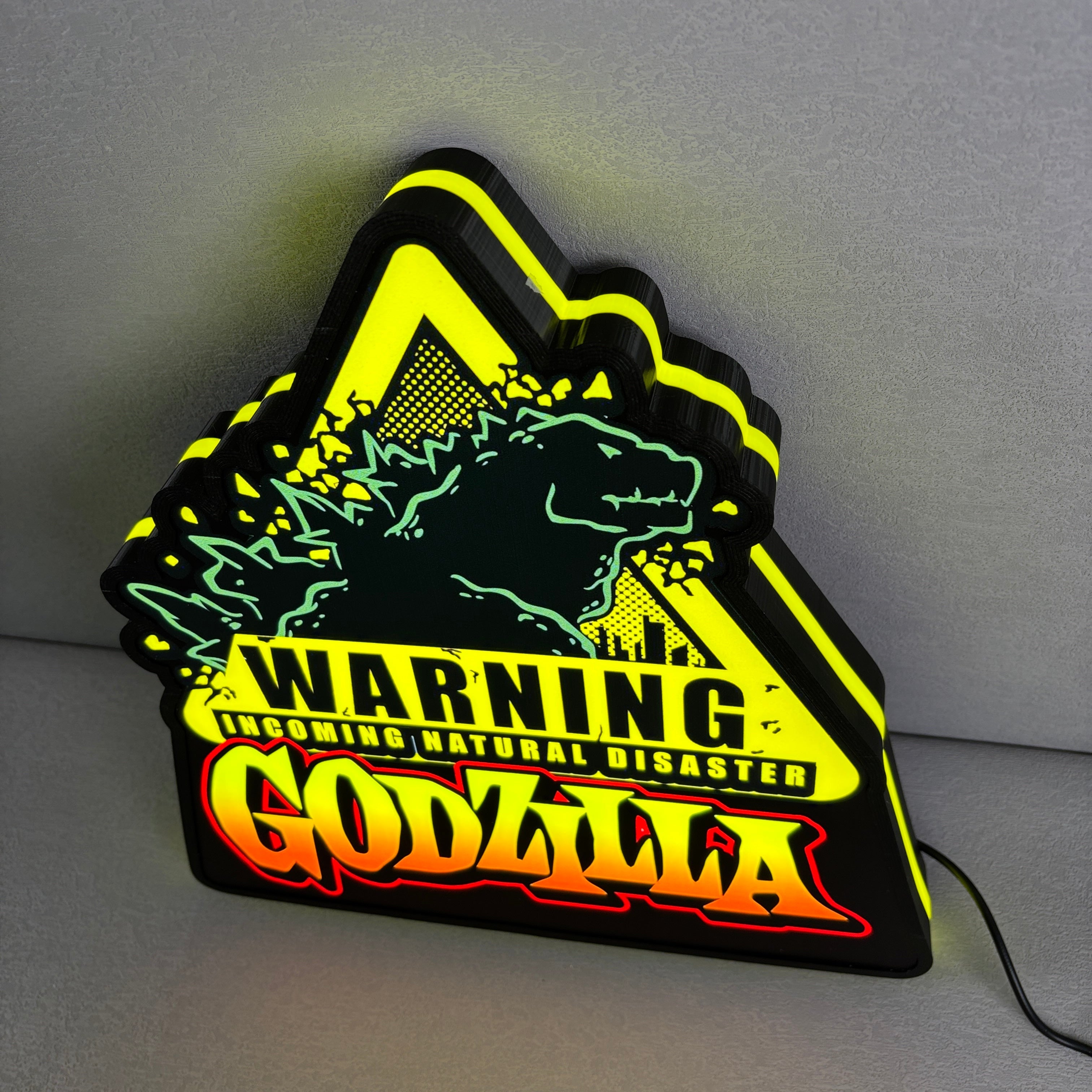 Godzilla Warning Pinball Topper LED Light Box Arcade Game Lightbox