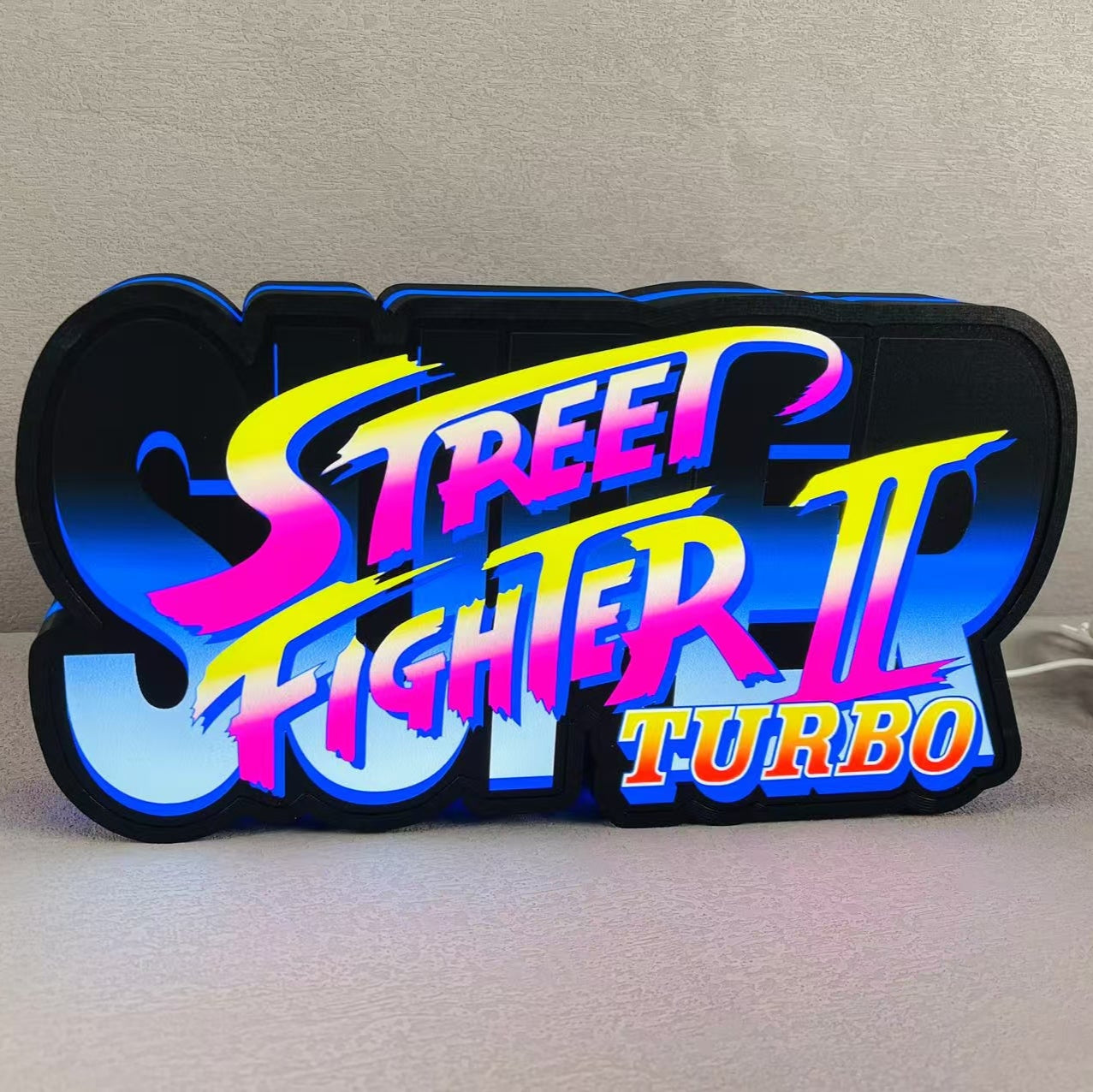 Street Fighter II Turbo 3D Printed LED Lightbox for Gaming Room Decor