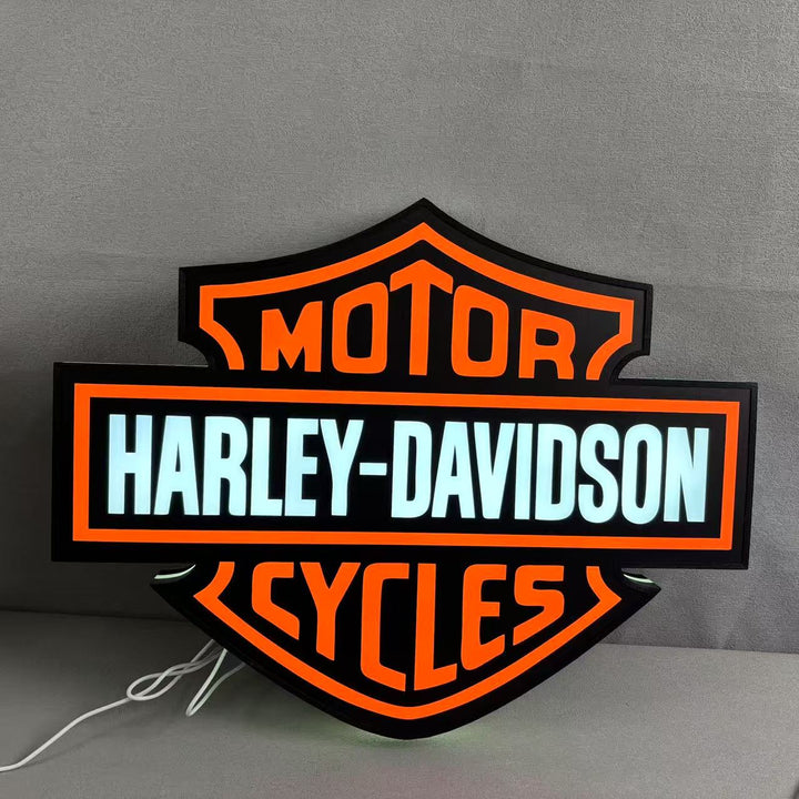 Harley Davidson LED Light Box, Motorcycle Garage Led Sign, Bar Decor, Man Cave Decor