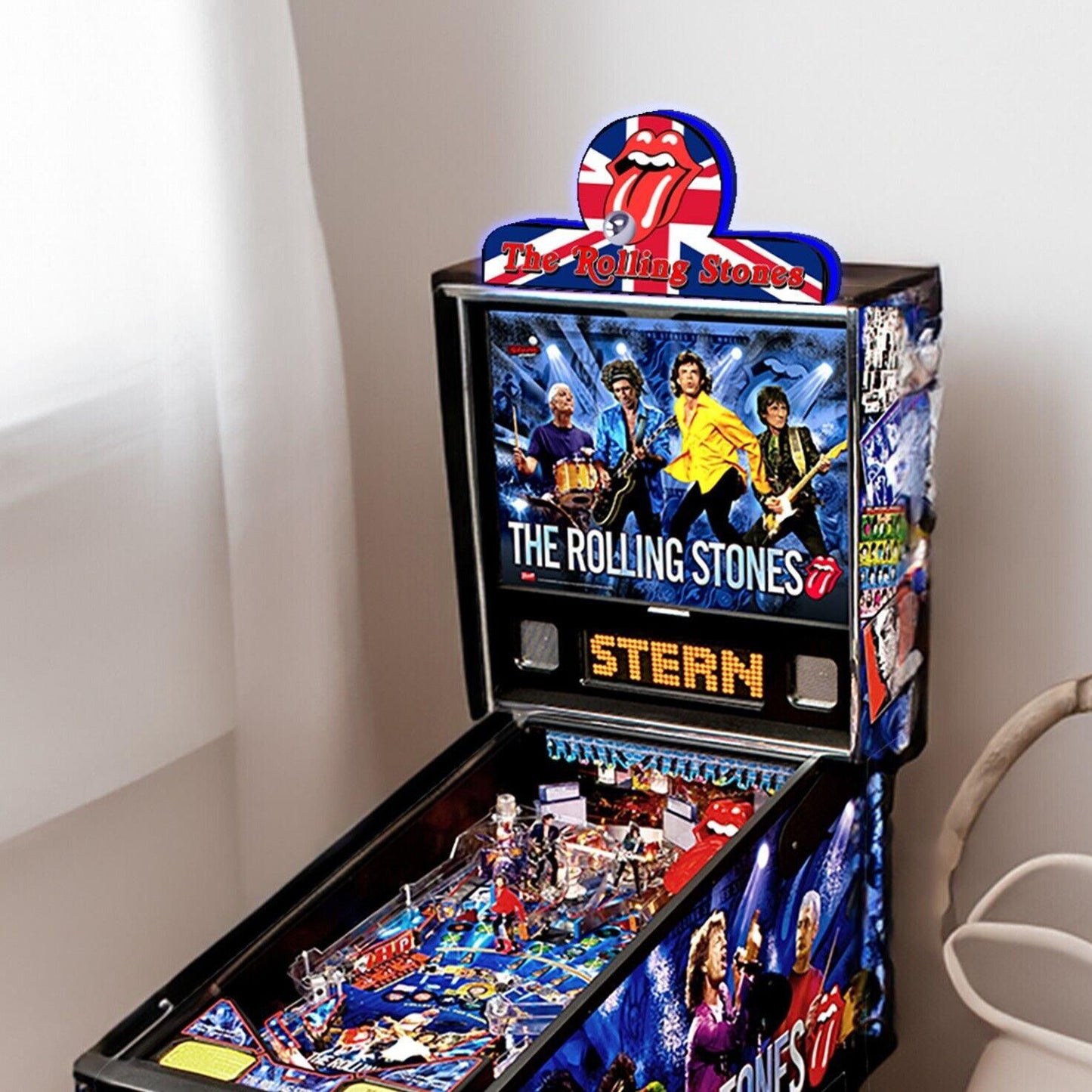 Rolling Stone Pinball Topper 3D Printed LED Light Box with Iconic Lips-and-Tongue Logo, Rock 'n' Roll Fun, Pinball Arcade Decor