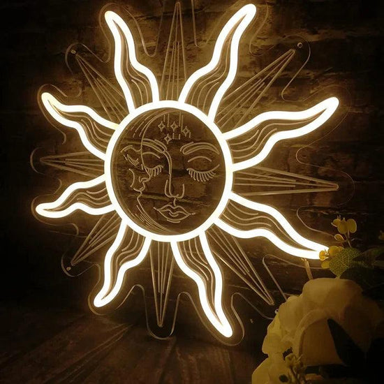 Sun Face Neon Signs Decor - FYLZGO Signs