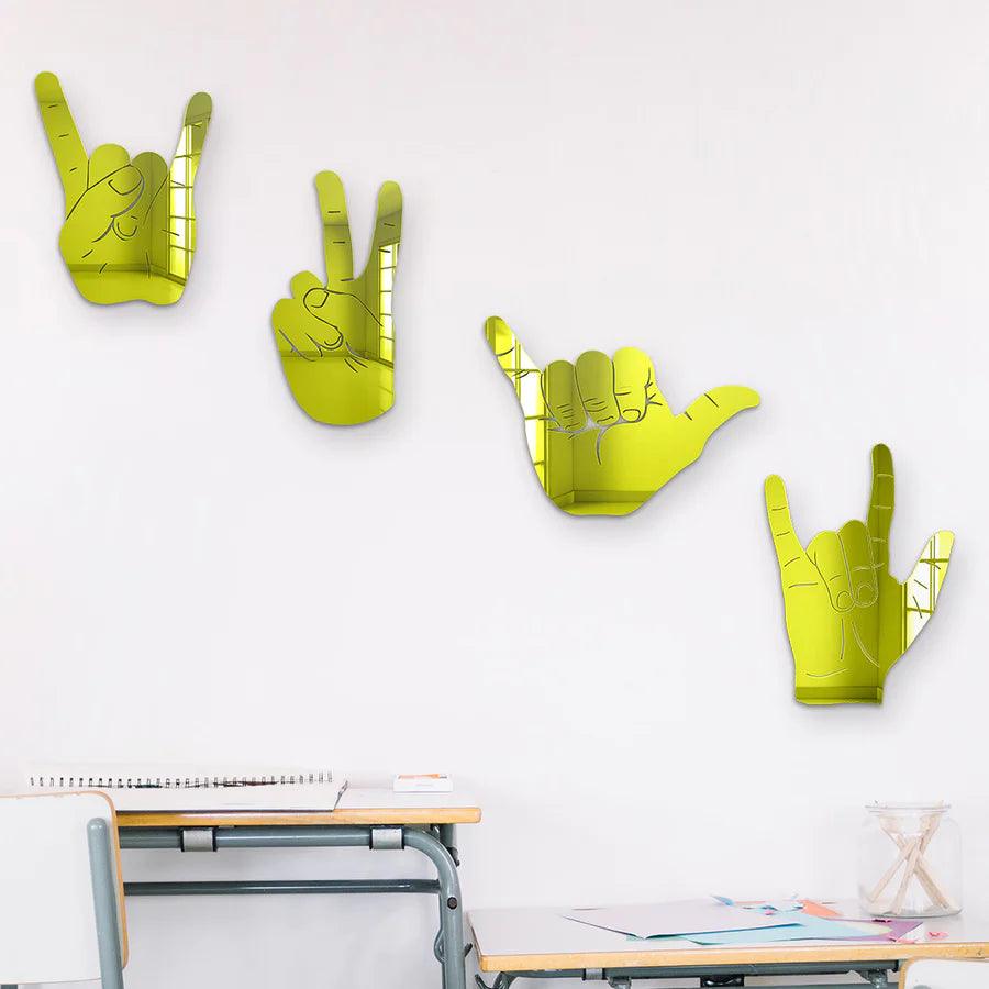 Bundle | 4-Piece Set of Rock On, Hang Loose, I Love You and Peace Sign Hand Silhouettes - FYLZGO Signs