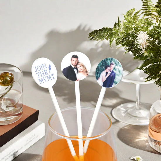 24pcs Personalized Print Banquet Drink Stirrers Customized Wedding Drink Stirrers Baptism Decor Party Cocktail Acrylic Stirrers