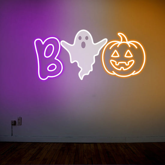 Boo Neon Sign Halloween Neon Sign Halloween Party Decor Halloween Gift Gothic Wall Decor Ghost Neon Light Pumpkin LED Light Pumpkin Decor