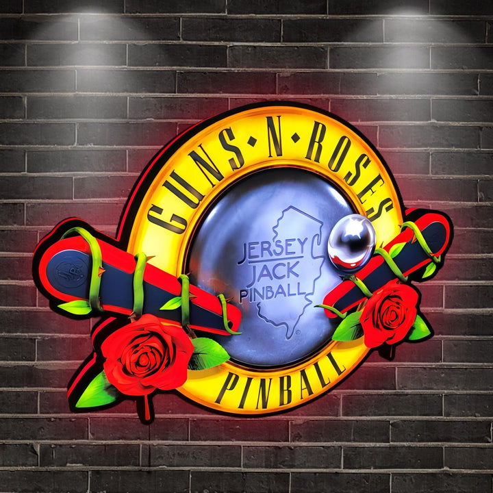 Roses personnalisées par Jersey Jack Pinball Logo 3D Business Lightbox Veilleuse Signe Décoration murale Boîte lumineuse Décor Impression 3D Veilleuse