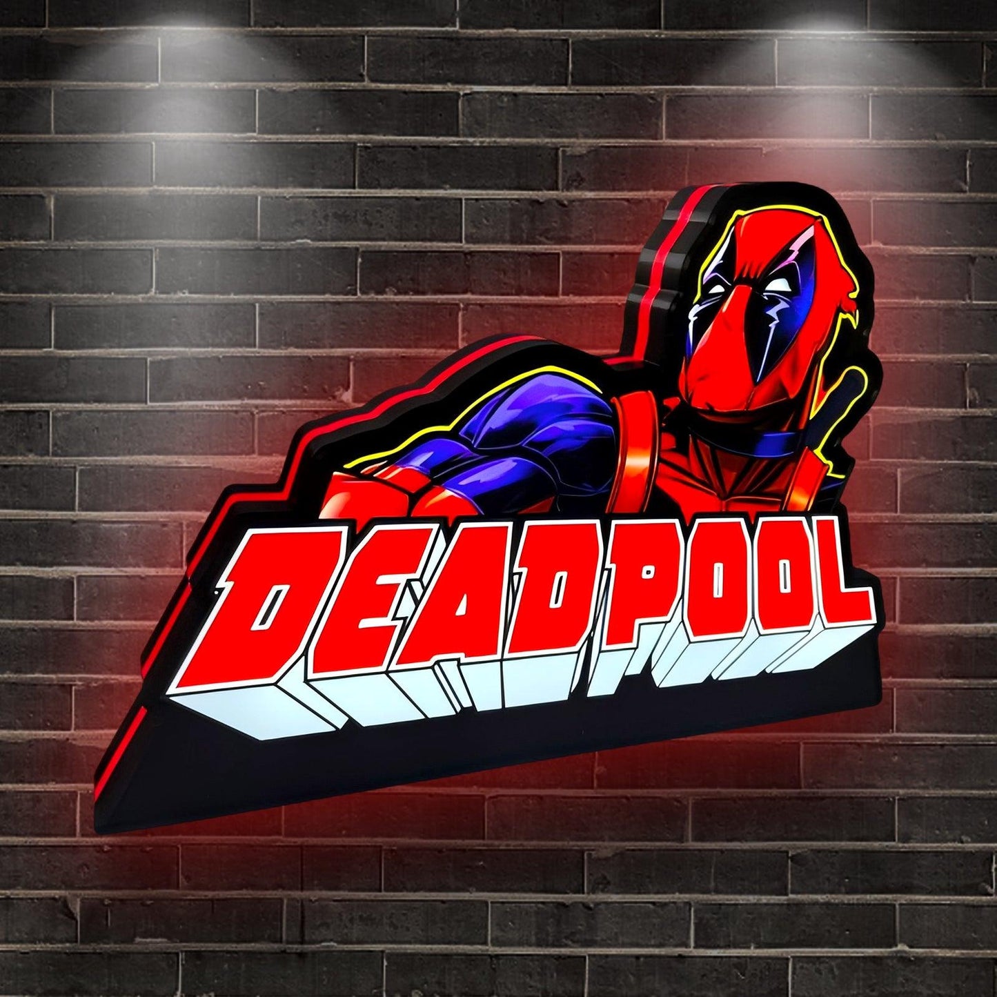 Super Hero Themed Deadpool Pinball Topper, 20 Inch LED Lightbox Pinball Topper, Functional Dimmer, 5V, USB Compatible,Super Hero Pinball Machine