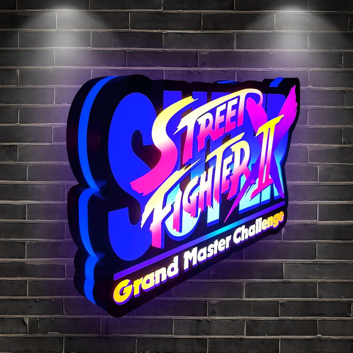 Grand Master Challenge Street Fighter I, II, III Logo Lightbox Light 3D Imprimé LED Lightbox