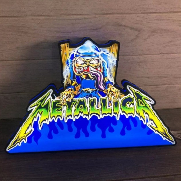 Metallica with Sparky's Electric Chair Pinball Topper 3D Printed Lightbox, USB plug Dimmer, Pinball Arcade Decor, Arcade Game Lightbox