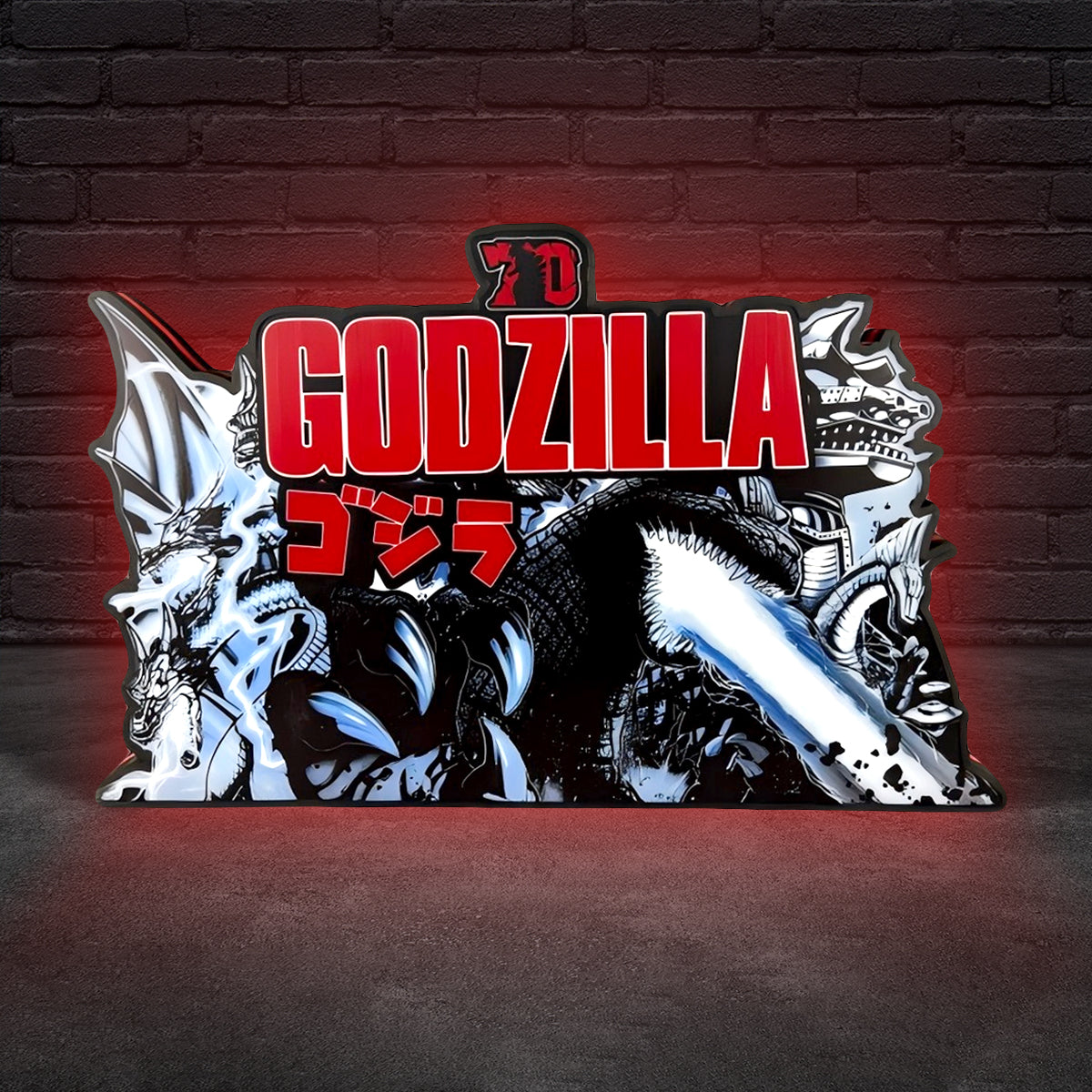 Godzilla 70th Anniversary Pinball Topper 3D Printed LED Lightbox, Arcade Game Led Lightbox, Pinball Arcade Decor