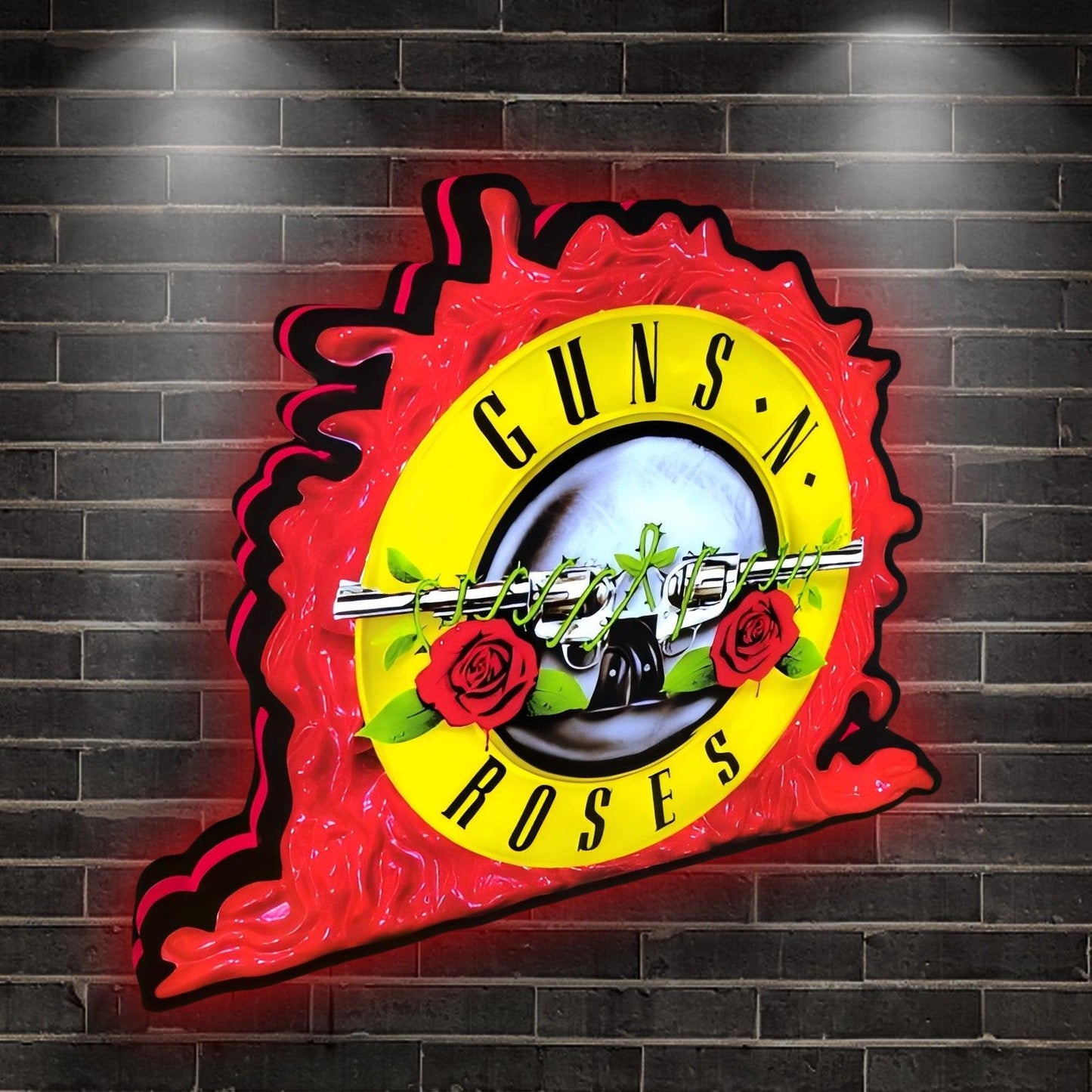 Custom Guns N' Roses by Jersey Jack Pinball 3D Logo Business Lightbox Nightlight Sign