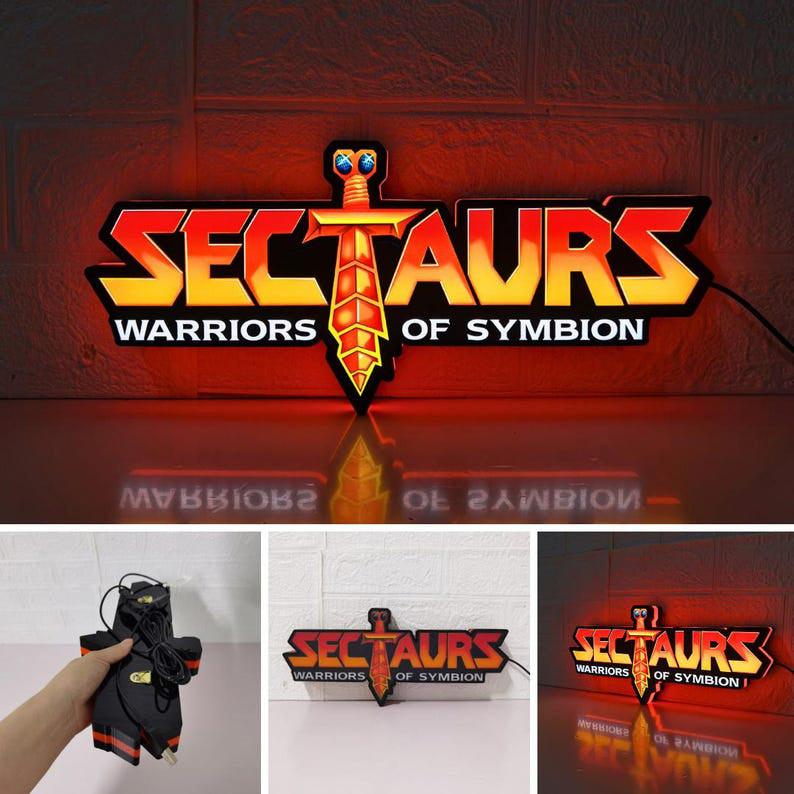 Sectaurs Warriors of Symbion Logo LED Sign,3D Printed Lightbox, USB Powered & Full Dimmable