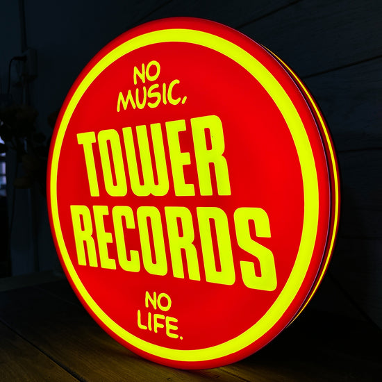 Tower Records LED Lightbox Pas de musique, pas de vie Vintage Records Store Panneau LED