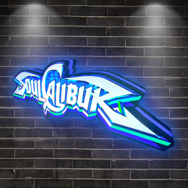 Soul Calibur Boîte à lumière LED imprimée en 3D pour la décoration de la salle de jeux