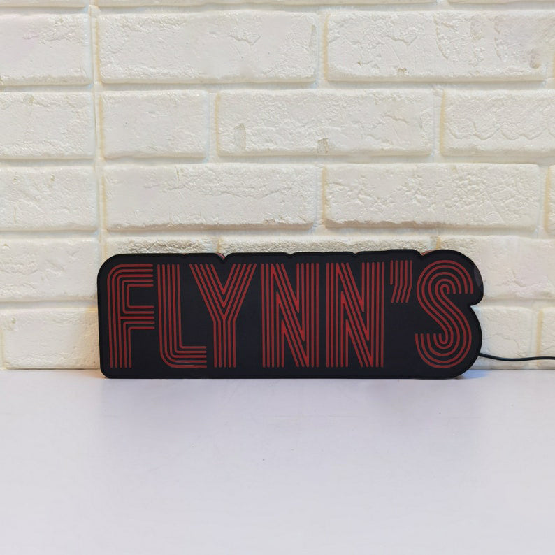 Flynn's Arcade LED Sign, Great Nostalgic Decoration, Fully Dimmable & Powered by USB