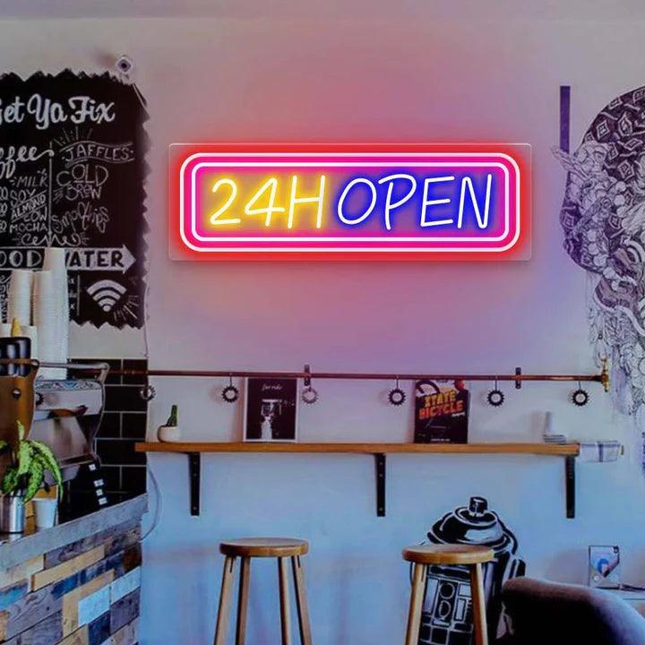 24H Open Bar Neon Sign - FYLZGO Signs