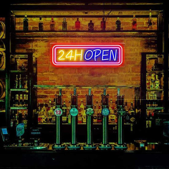 24H Open Bar Neon Sign - FYLZGO Signs