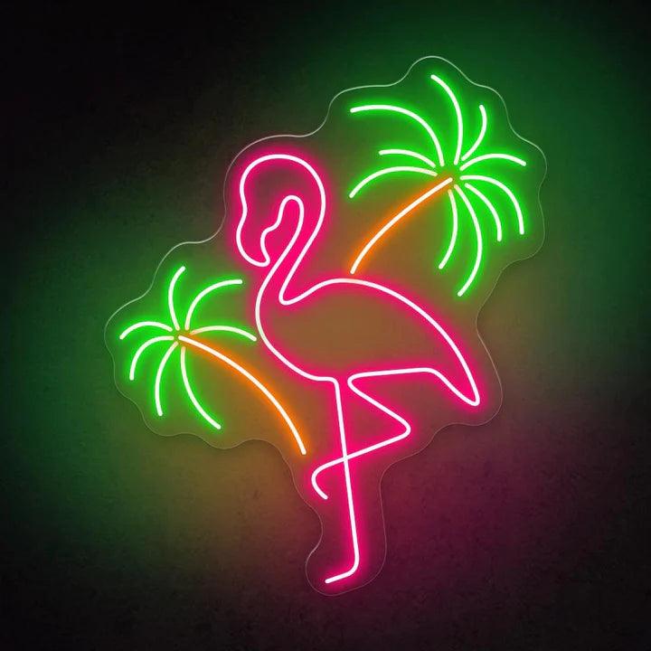 Flamingo with Coconut Bar Neon Sign - FYLZGO Signs