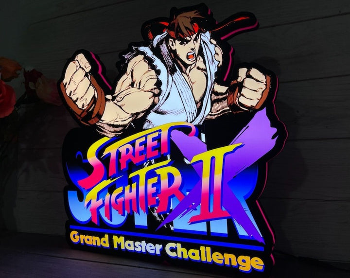 Street Fighter Sign Boîte à lumière LED d'arcade classique, décorations d'arcade de jeu de combat classique, boîte à lumière LED, variateur fonctionnel, 5 V, compatible USB