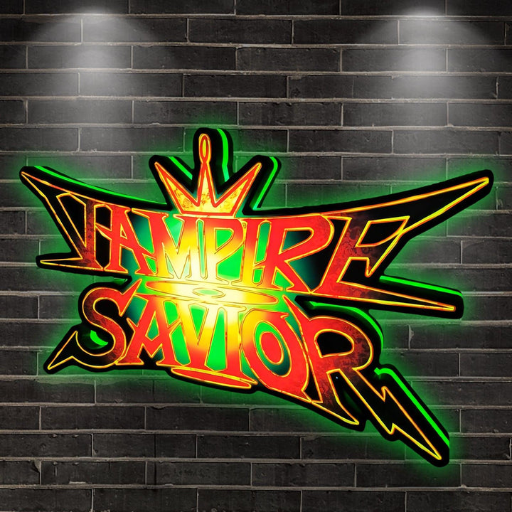 Custom Vampire Savior The Lord of Vampir Logo LED Nightlight 3D Print Desktop Lightbox RGB