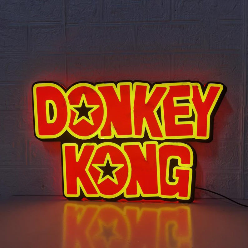 Donkey Kong Logo LED Sign, 3D Printed, USB Powered & Full Dimmable